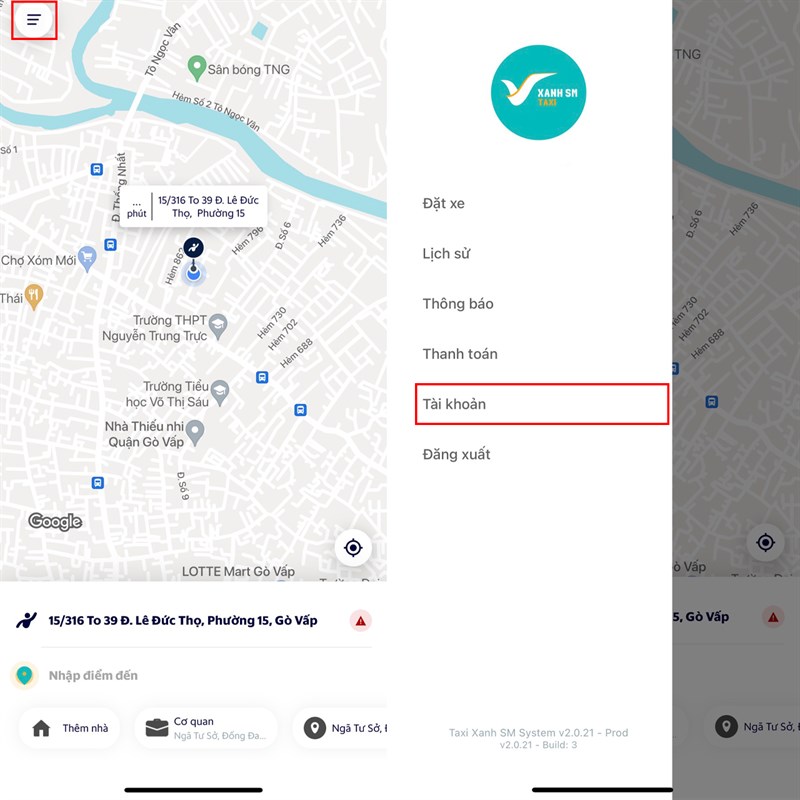 Cách thay đổi mật khẩu tài khoản Taxi Xanh SM Cách thay đổi mật khẩu tài khoản Taxi Xanh SM