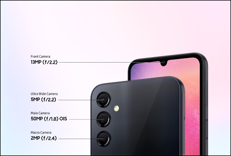 Camera trước của Galaxy A24 cũng được cải tiến