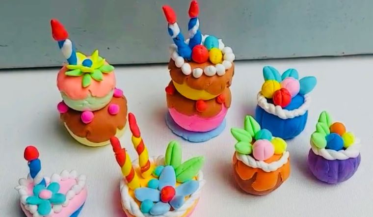 Cách làm bánh sinh nhật bằng đất nặn dễ làm, dễ thương