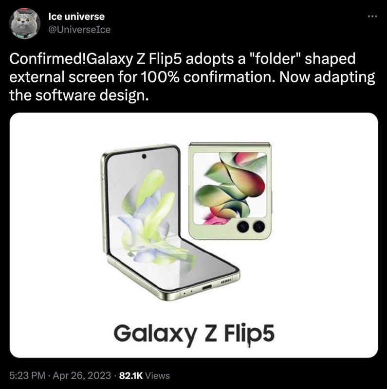 Bài tweet về rò rỉ mới nhất của Galaxy Z Flip5 từ Ice Universe