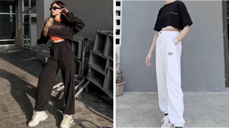 Áo croptop form rộng với quần jogger