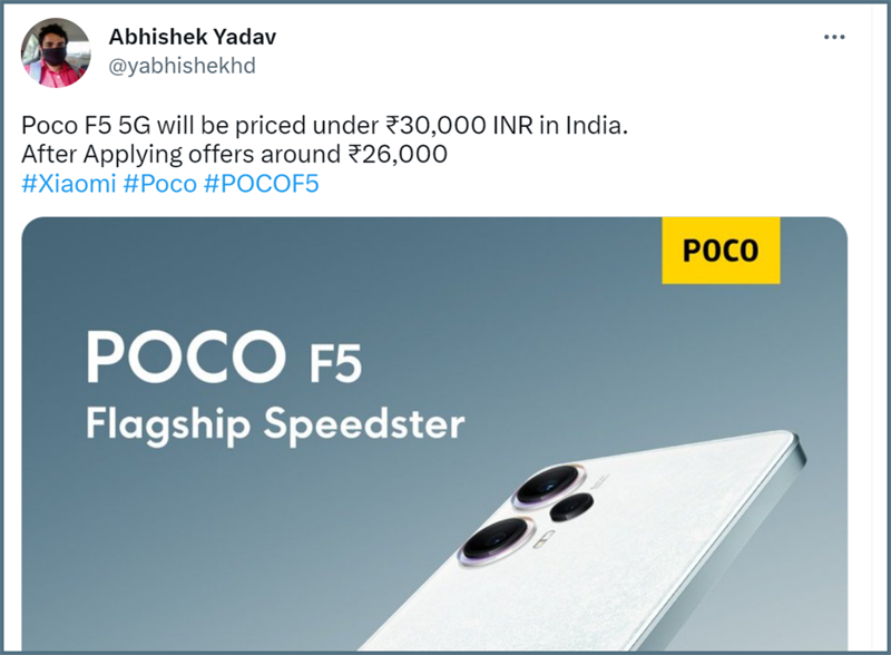 POCO F5 lộ giá bán ở Ấn Độ