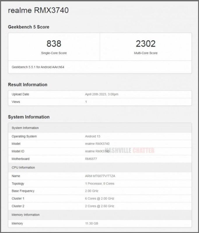 Điểm hiệu năng Geekbench của realme 11 Pro+ bị rò rỉ