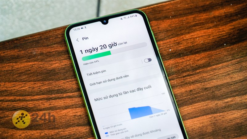 Viên pin 5.000 mAh của Galaxy A24 có thể cung cấp năng lượng cho thiết bị trong khoảng hơn 1 ngày với các tác vụ cơ bản.