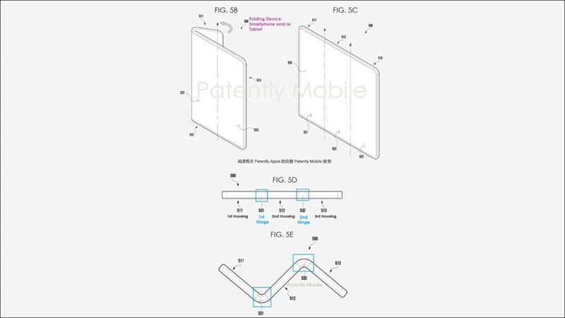 Hình ảnh chi tiết về kết cấu bản lề của mẫu điện thoại gập ba Samsung