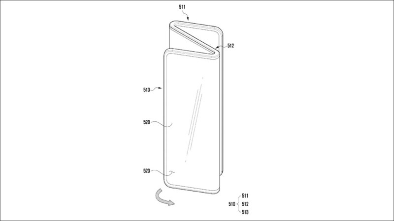 Hình ảnh thiết bị gập làm ba trong bằng sáng chế mới của Samsung