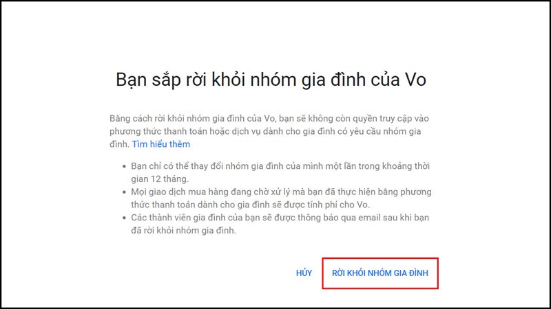 Cách rời nhóm gia đình YouTube Premium