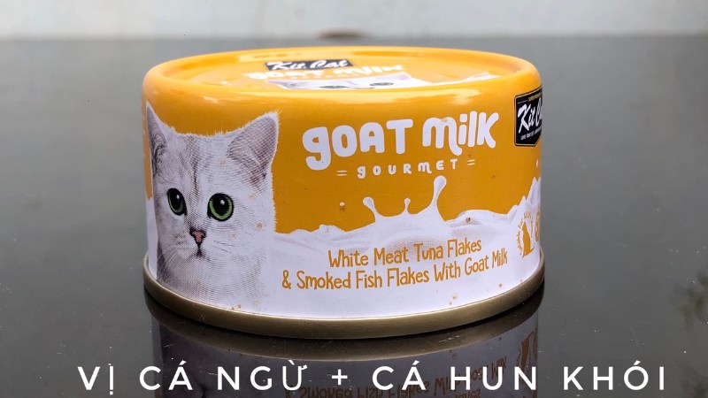 Pate cho mèo Kitcat Goat Milk vị cá ngừ & cá hun khói