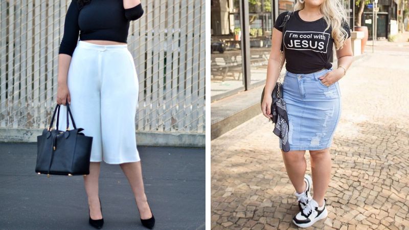 Phối áo croptop với quần, váy cạp cao
