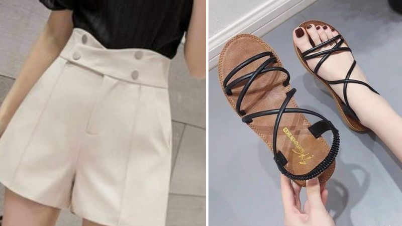 Mix quần short với sandal nữ