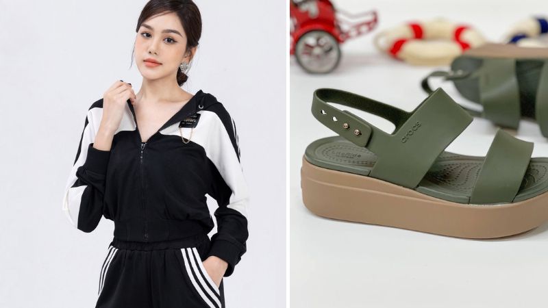 Mix đồ thể thao với sandal nữ