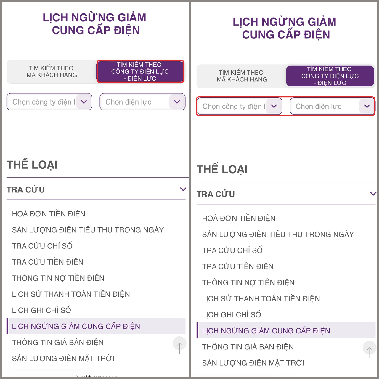Cách xem lịch cúp điện