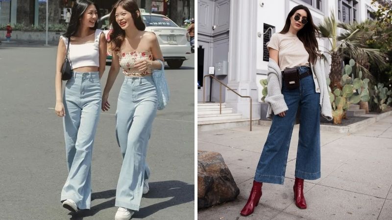 Phối đồ với quần jeans ống suông