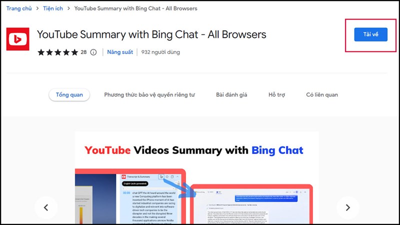 Cách dùng Bing Chat tóm tắt video YouTube