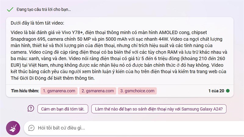 Cách dùng Bing Chat tóm tắt video YouTube