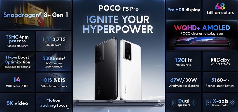 POCO F5 Pro sở hữu cấu hình mạnh mẽ với Snapdragon 8+ Gen 1