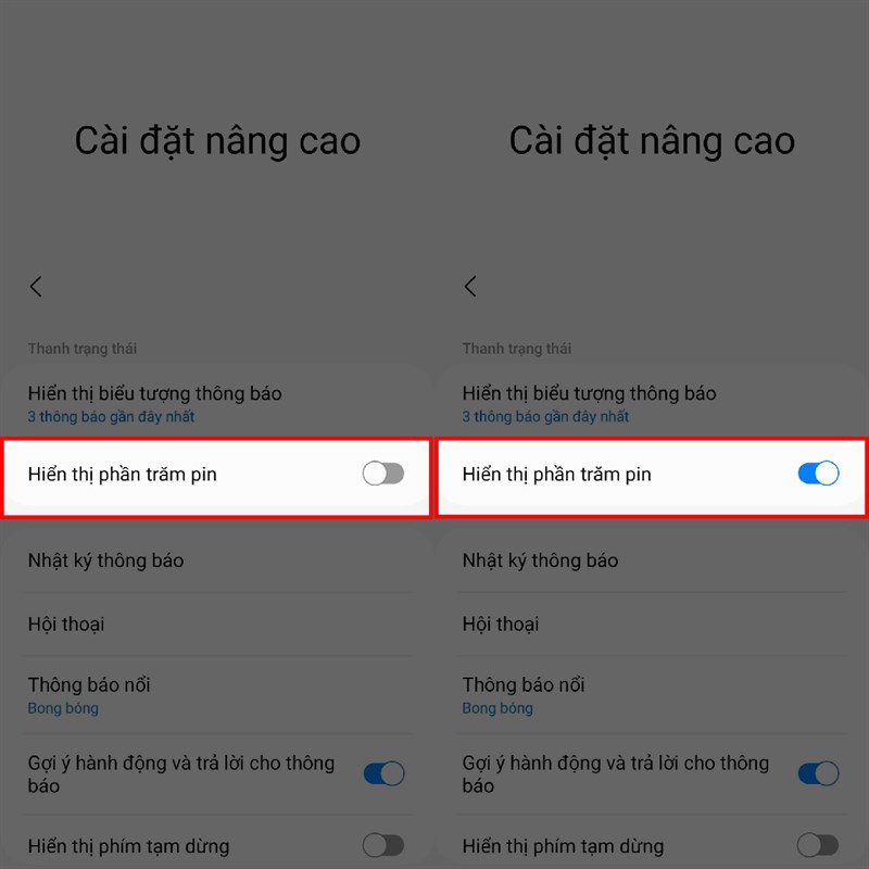 Cách hiện phần trăm pin còn lại trên Galaxy A24