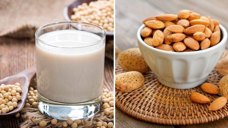 Sữa đậu nành, hạnh nhân và yến mạch