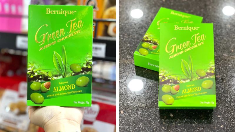 Socola trà xanh hạnh nhân Bernique hộp 70g