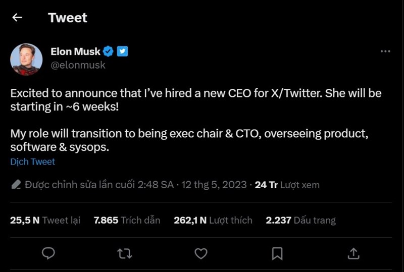 Bài viết thông báo đã tìm được CEO mới của Twitter