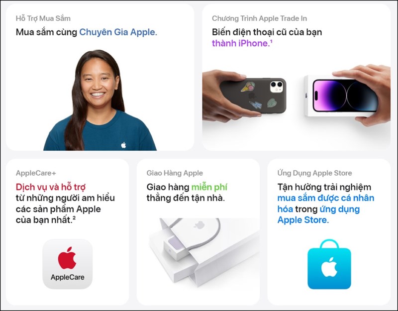 Các hỗ trợ dịch vụ của Apple tại Apple Store trực tuyến 