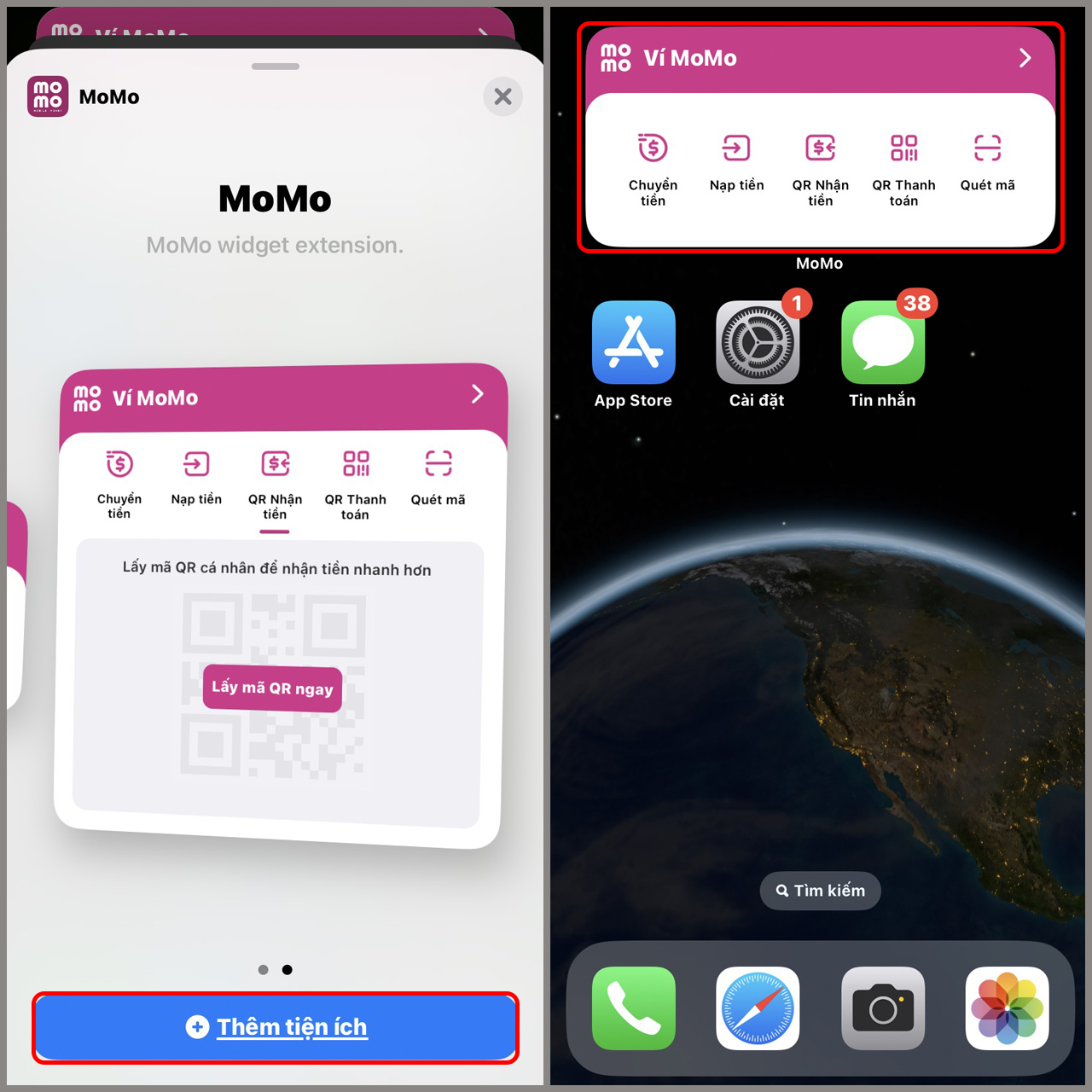 Chọn kiểu Widget hiển thị trên iPhone Chọn kích thước Widget và thêm tiện ích vào màn hình chính iPhone