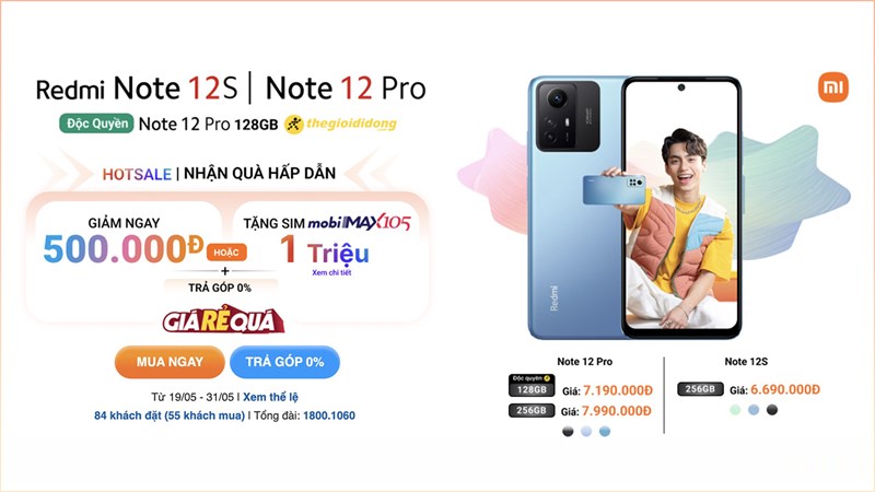 Hotsale Redmi Note 12 Pro | Redmi Note 12S, khuyến mãi khủng đến nửa triệu