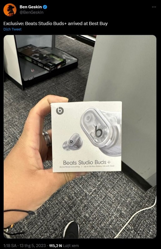 Bài viết chia sẻ hộp đựng của mẫu tai nghe Beats Studio Buds+