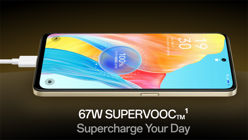 OPPO F23 5G hỗ trợ sạc nhanh SuperVOOC 67 W