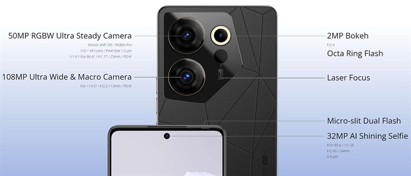 Tecno Camon 20 Premier 5G cũng sở hữu hệ thống camera ấn tượng không kém