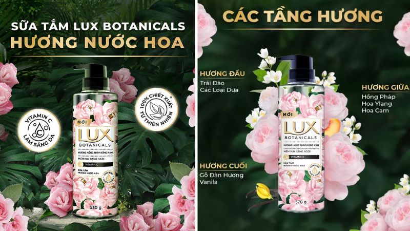 Sữa tắm Lux Botanicals hương hồng Pháp nồng nàn cao cấp