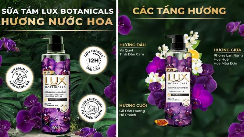 Sữa tắm hương nước hoa Lux Botanicals phong lan quyến rũ