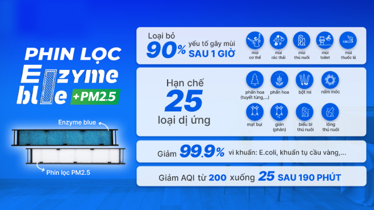 Phin lọc Enzyme Blue tích hợp PM2.5