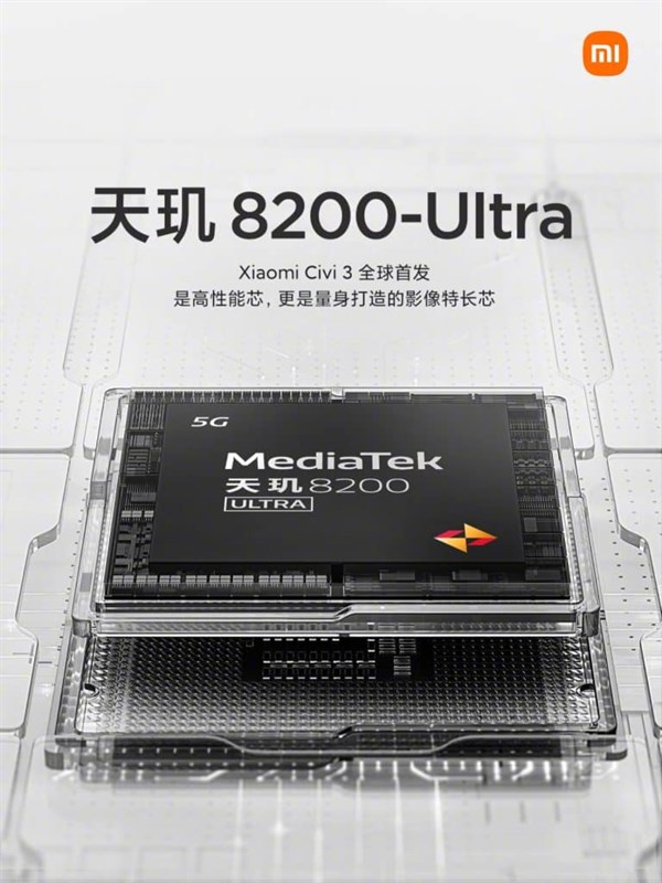 Tấm poster của Xiaomi CIVI 3 sử dụng chip Dimensity 8200 Ultra