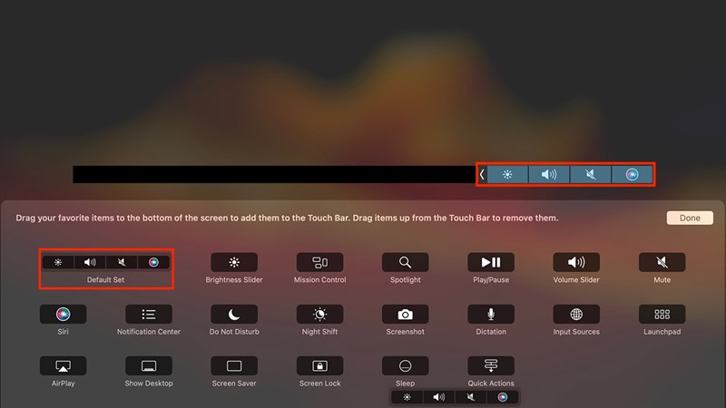 Cách đưa thanh Touch Bar trên MacBook về mặc định