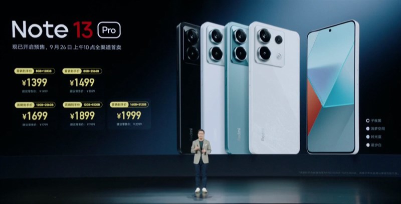 Giá Redmi Note 13 Pro được Xiaomi công bố tại sự kiện ra mắt. Nguồn: Xiaomi.