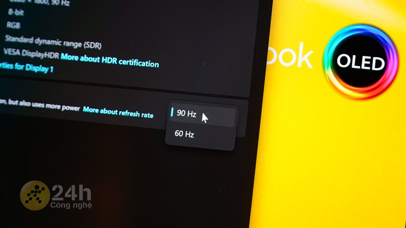 Tần số quét 90 Hz cũng đủ dùng cho các tác vụ của mình vì máy chủ yếu được mình sử dụng để làm việc. Tần số quét 90 Hz cũng đủ dùng cho các tác vụ của mình vì máy chủ yếu được mình sử dụng để làm việc.