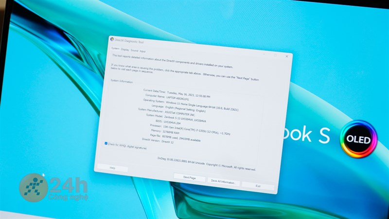 ASUS Zenbook S 13 OLED (2023) sở hữu thông số cấu hình ấn tượng