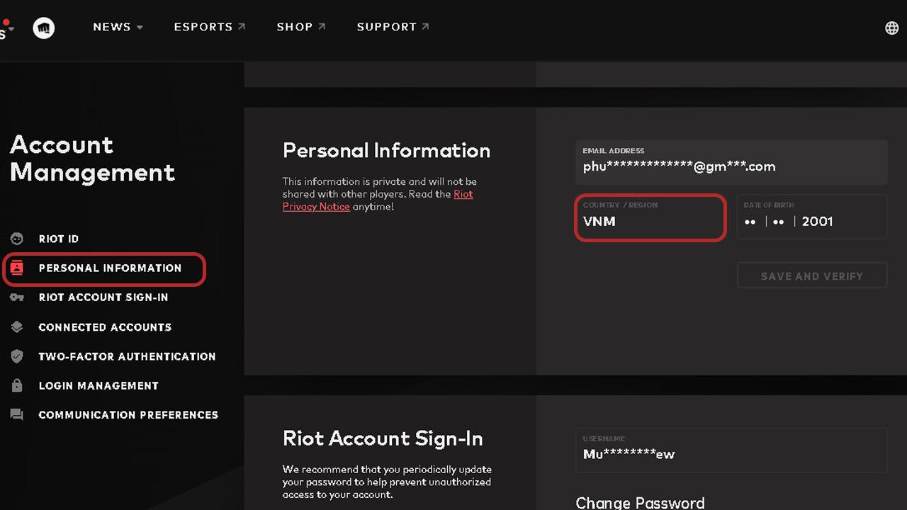 Cách gửi thông tin tài khoản Garena sang trọng Riot Games