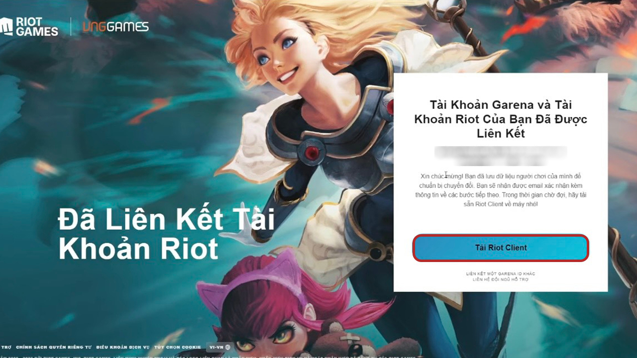 Cách gửi thông tin tài khoản Garena sang trọng Riot Games