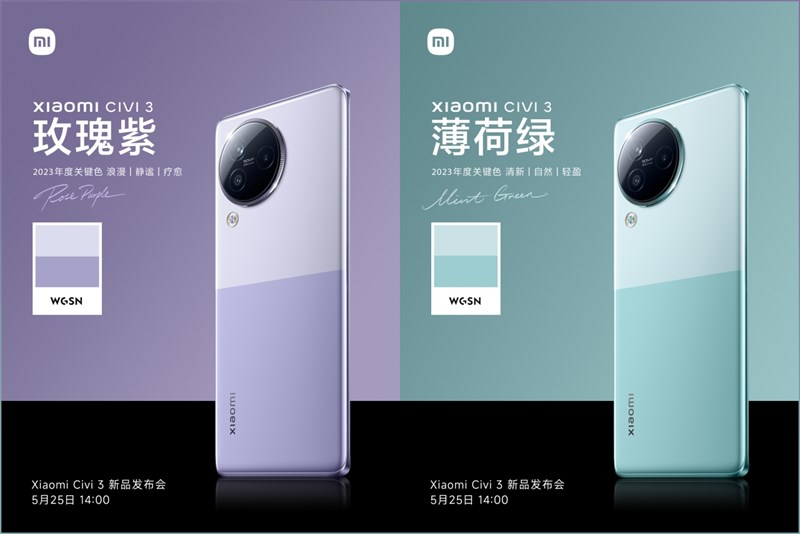 Xiaomi hợp tác với WGSN phát hành các phiên bản màu chủ đạo năm 2023 cho Xiaomi CIVI 3