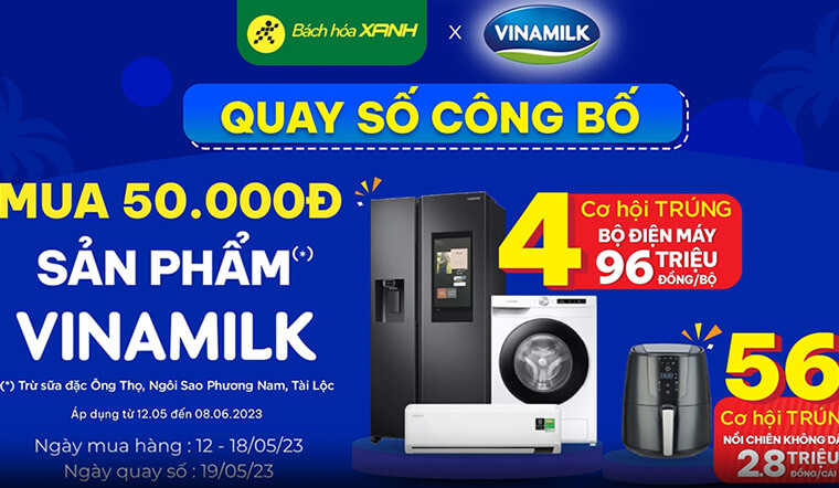 Kết quả quay số trúng thưởng ngày 19/05 khi mua sản phẩm Vinamilk