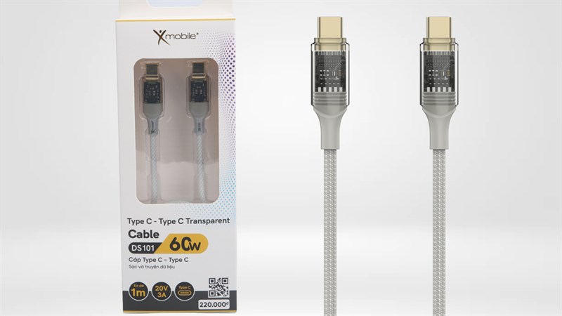Tìm hiểu cáp Type C DS101 của Xmobile: Thiết kế trong suốt, công suất đến 60W Tìm hiểu cáp Type C DS101 của Xmobile: Thiết kế trong suốt, công suất đến 60W