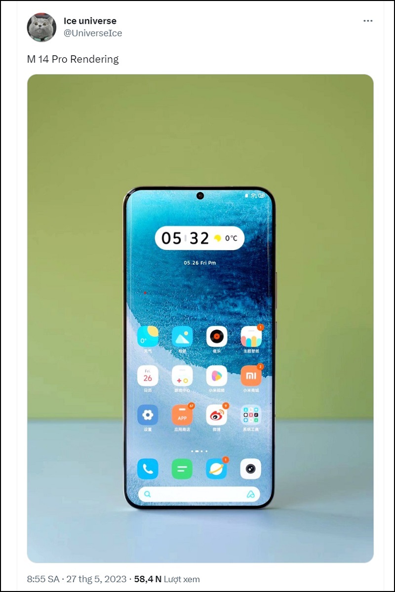 Hình ảnh render của Xiaomi 14 Pro