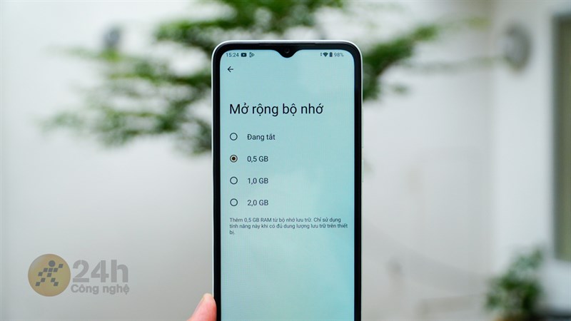 Redmi A2+ hỗ trợ mở rộng dung lượng RAM tối đa 2 GB.