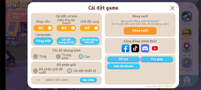 Thiết lập đồ hoạ tựa game Play Together trên Redmi A2+.