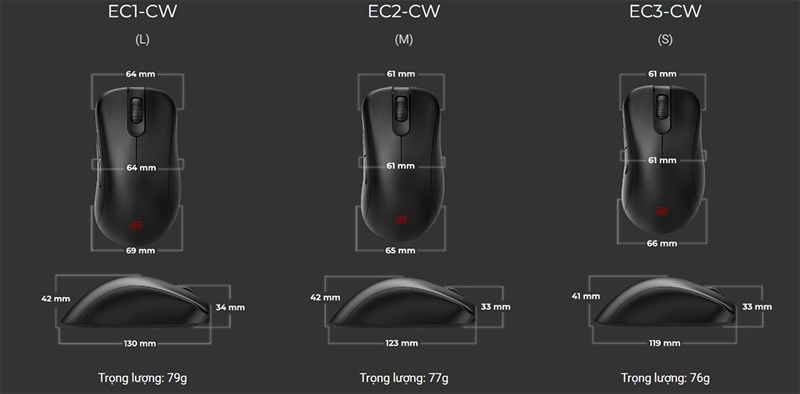 Chuột ZOWIE EC2-CW còn có thêm 2 bản nữa