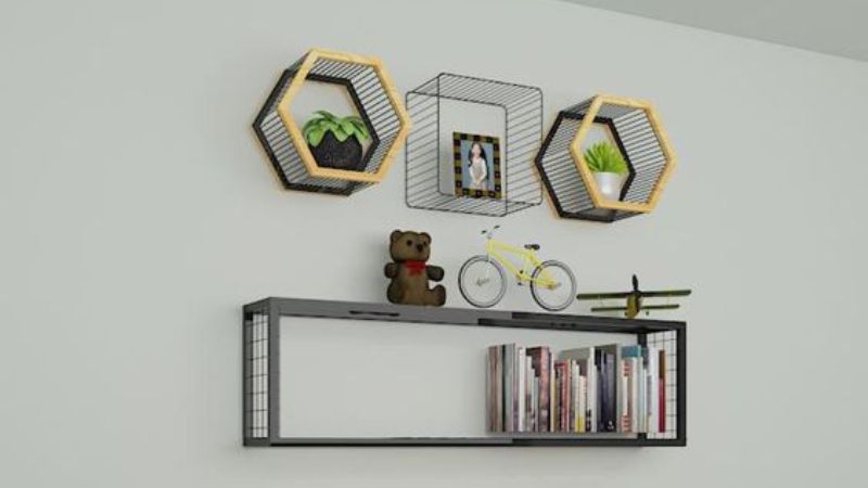 Wall-mounted metal bars, can be combined into a cabinet for convenience in the living room