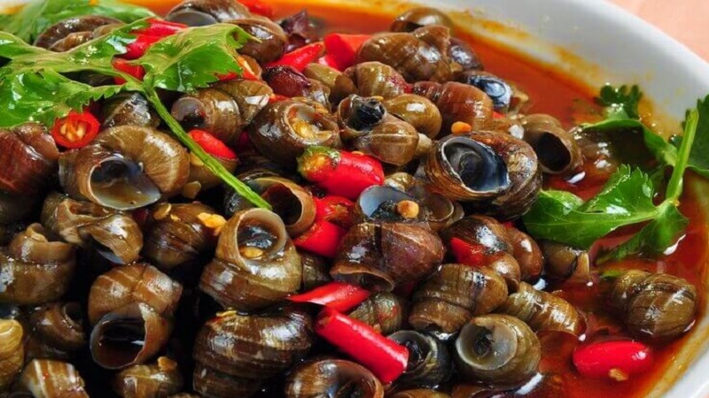 Bitter snail stir-fried with tamarind is a delicious, unique and popular dish