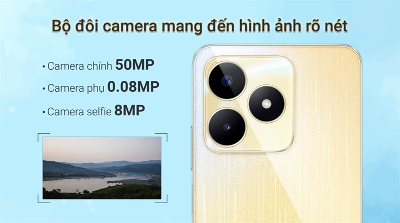 Bộ đôi camera chính 50 MP và camera phụ 0.08 MP sẽ được trang bị trên realme C53